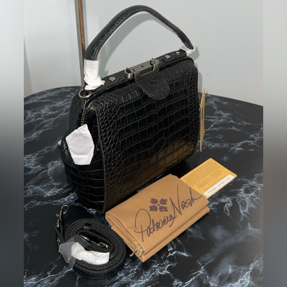 PATRICIA NASH Nela Satchel Black Leather Bag AUTHENTIC NWT (Broken Latch) - Picture 1 of 10
